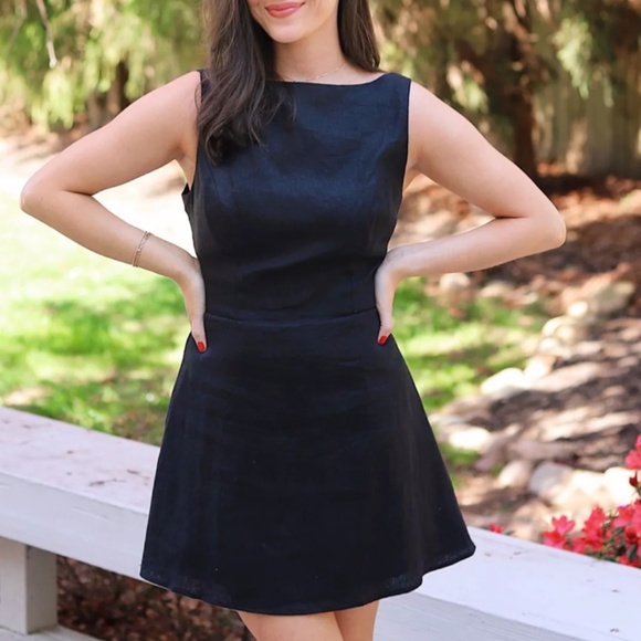 NWT Reformation Zenni Mini Linen Dress - Black